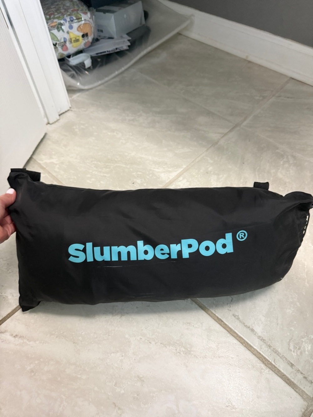 SlumberPod Kids Black Travel Privacy Pod - Black with Teal Logo